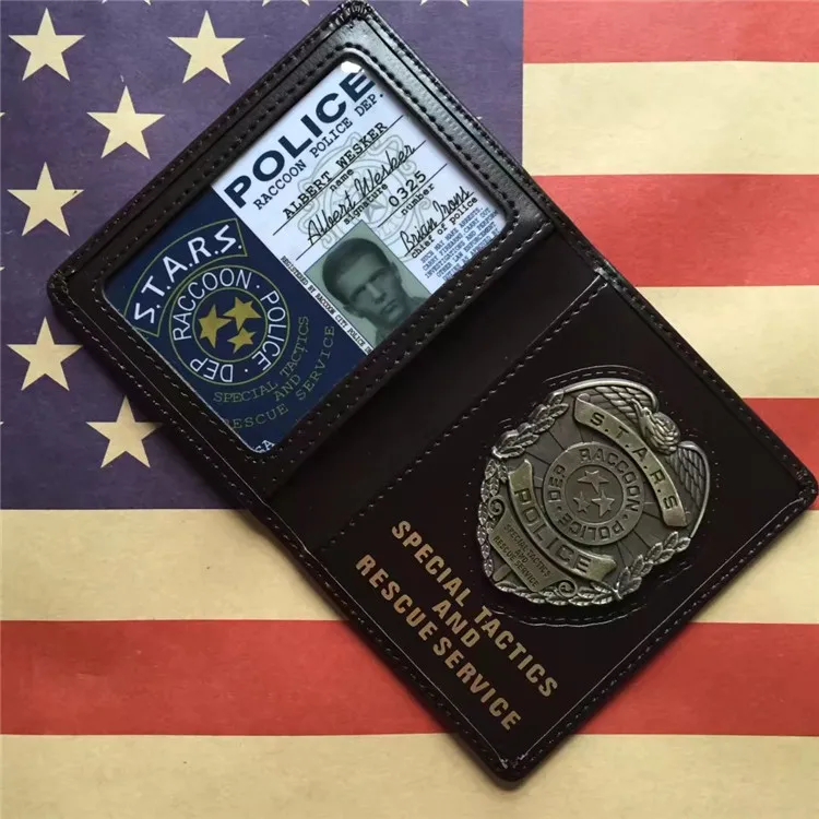 Resident Evil Stars Police metal Badge Leather case Holder ID Cards Driving Wallets Leon Wesker Chris Jill USA Movie accsssory
Resident Evil Stars Police metal Badge Leather case Holder ID Cards Driving Wallets Leon Wesker Chris Jill USA Movie accsssory