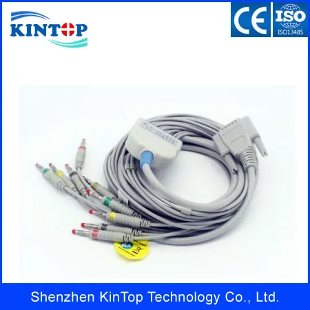 AHA Banana 4.0 ECG cable with integrated 10 lead wires for Nihon Kohden EKG machine