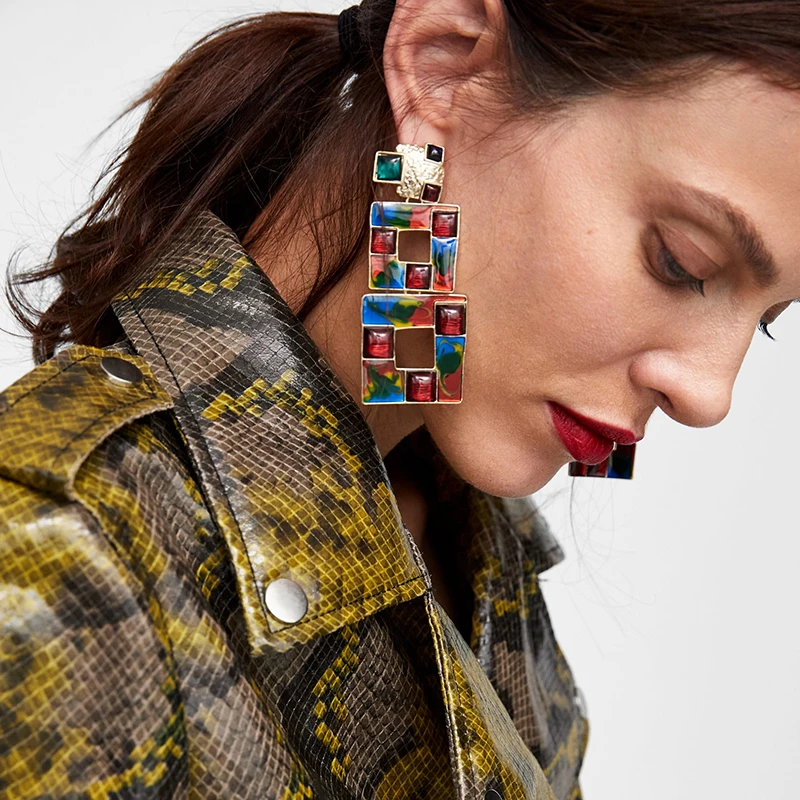 Ztech Statement Big Square Earrings For Women Vintage Long Crystal Drop Earring With Stone Brincos Female Fashion Jewellry
Ztech Statement Big Square Earrings For Women Vintage Long Crystal Drop Earring With Stone Brincos Female Fashion Jewellry