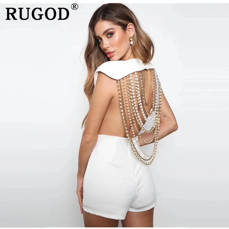 RUGOD 2019 New Arrival Women Sexy Playsuits Sleeveless Pearl Beading Backless Jumpsuit Slim European Style Modis Mujer Suit
RUGOD 2019 New Arrival Women Sexy Playsuits Sleeveless Pearl Beading Backless Jumpsuit Slim European Style Modis Mujer Suit
