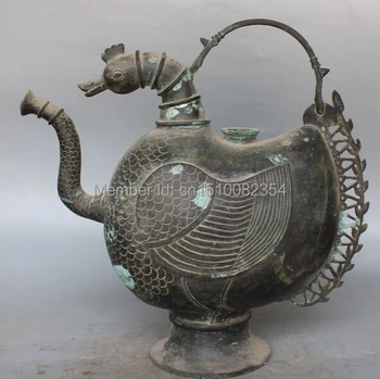 14" Chinese Folk collection Bronze Phoenix Teapot Wine Tea Pot Vase Sculpture
14" Chinese Folk collection Bronze Phoenix Teapot Wine Tea Pot Vase Sculpture