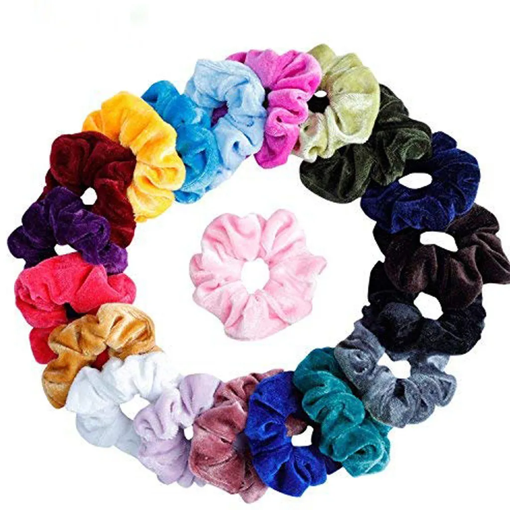 20PC scrunchie velvet crunchy hair tie Women Girls Hair Ties Strap Rope Accessories Velvet haarbanden |