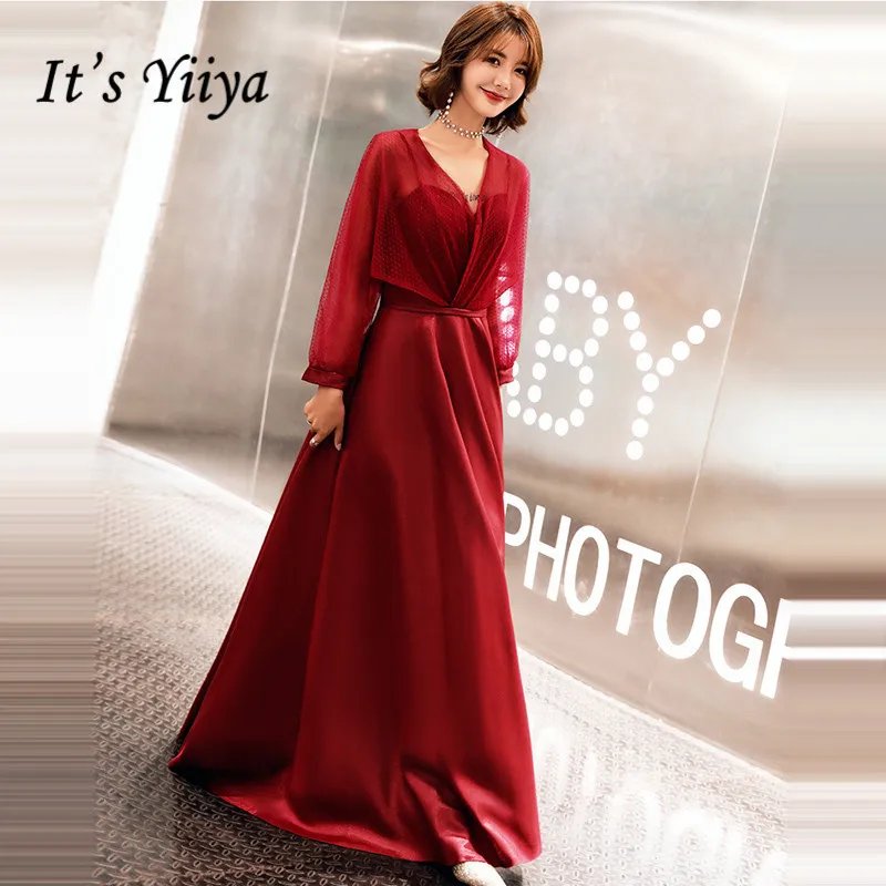 It's YiiYa Evening Dress 2019 Wine Red Fake Two Piece Long Sleeve V-neck Evening Gowns Party Dresses LX1340 robe de soiree
It's YiiYa Evening Dress 2019 Wine Red Fake Two Piece Long Sleeve V-neck Evening Gowns Party Dresses LX1340 robe de soiree