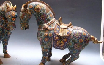16 INCH China Royal Old Pure Bronze Handwork cloisonne Lucky Two Horse Pair 
16 INCH China Royal Old Pure Bronze Handwork cloisonne Lucky Two Horse Pair