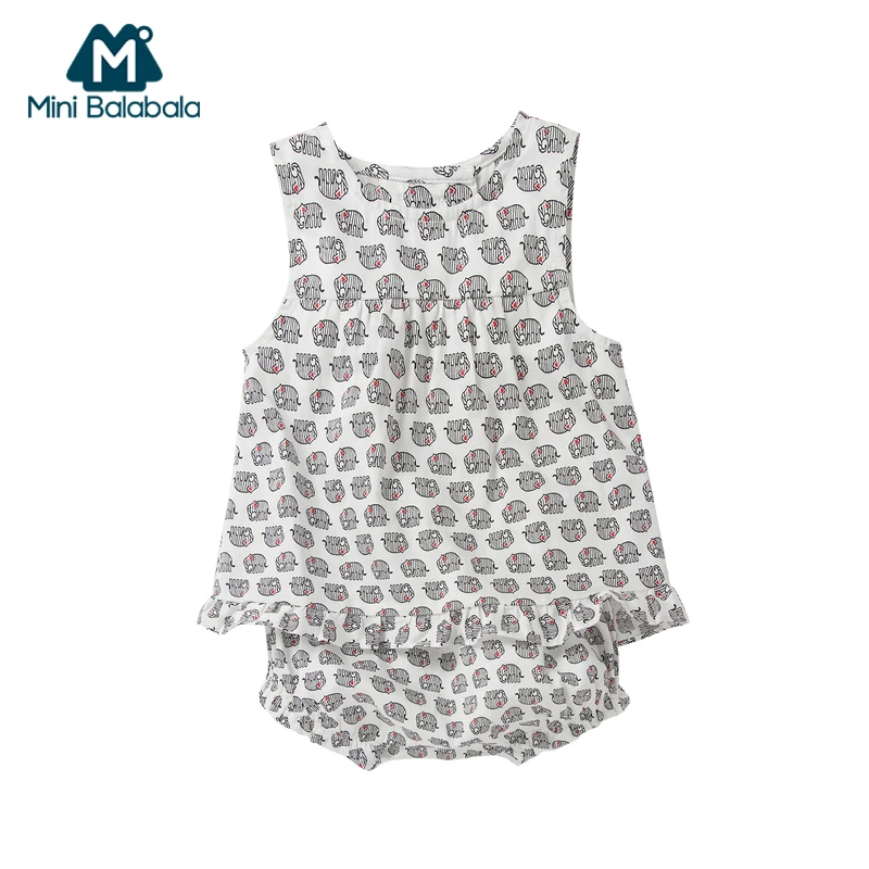 Mini Balabala Baby Girl 2-Piece 100% Cotton Sleevelss Blouse Top with Ruffled Trim + Puff Shorts Set Infant Newborn Baby Outfit
Mini Balabala Baby Girl 2-Piece 100% Cotton Sleevelss Blouse Top with Ruffled Trim + Puff Shorts Set Infant Newborn Baby Outfit