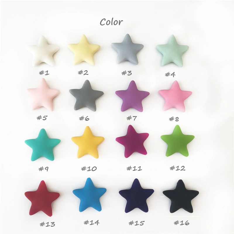 38mm Star Shape Baby Silicone Teether Beads 100PCS Molar DIY Pacifier Chain Pendent Necklace Molar Nursing Shower Gift BPA Free
38mm Star Shape Baby Silicone Teether Beads 100PCS Molar DIY Pacifier Chain Pendent Necklace Molar Nursing Shower Gift BPA Free