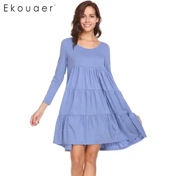 Ekouaer Nightgown Women Sleepwear Long Sleeve Solid Casual Loose Tiered Spring Autumn Night Dress Sleepshirt Female Nightwear
Ekouaer Nightgown Women Sleepwear Long Sleeve Solid Casual Loose Tiered Spring Autumn Night Dress Sleepshirt Female Nightwear