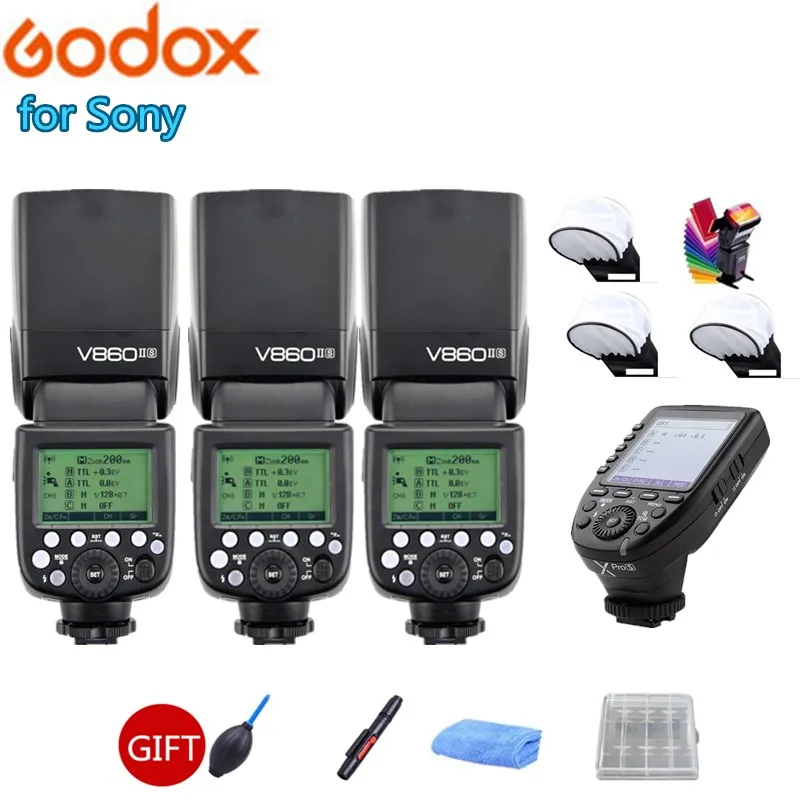3X Godox V860IIS V860II S ttl 1/8000 HSS GN60 s 2 4G Вспышка Speedlite + Xpro передатчик для sony|Фотовспышки| |
