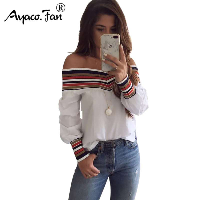 Casual Harajuku Blouses Women Spring Summer New Sexy Off Shoulder Slash neck Patchwork Oversized Shirt Lady Tops Camiseta Mujer
Casual Harajuku Blouses Women Spring Summer New Sexy Off Shoulder Slash neck Patchwork Oversized Shirt Lady Tops Camiseta Mujer