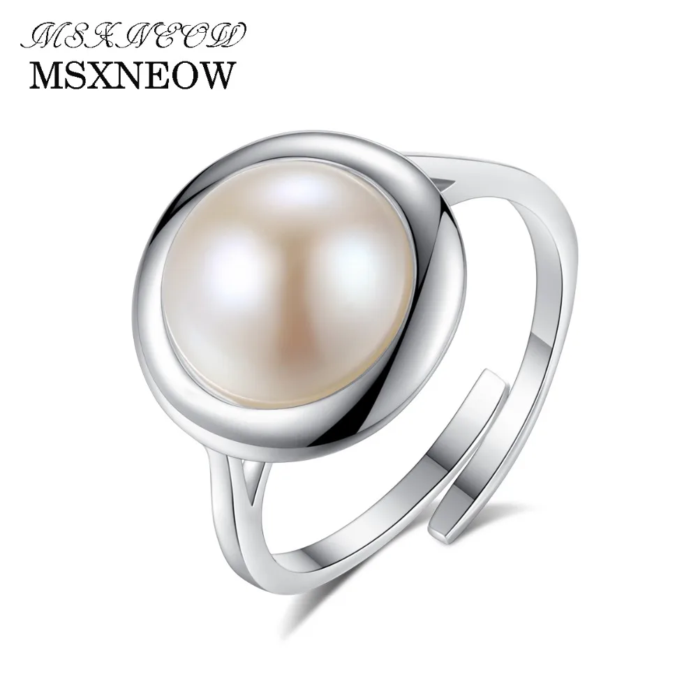 MSXNEOW 925 Sterling Silver Jewelry Rings High Quality Great Round Freshwater Drop Pearl Ring Size Resizable Women Rings FR0009
MSXNEOW 925 Sterling Silver Jewelry Rings High Quality Great Round Freshwater Drop Pearl Ring Size Resizable Women Rings FR0009