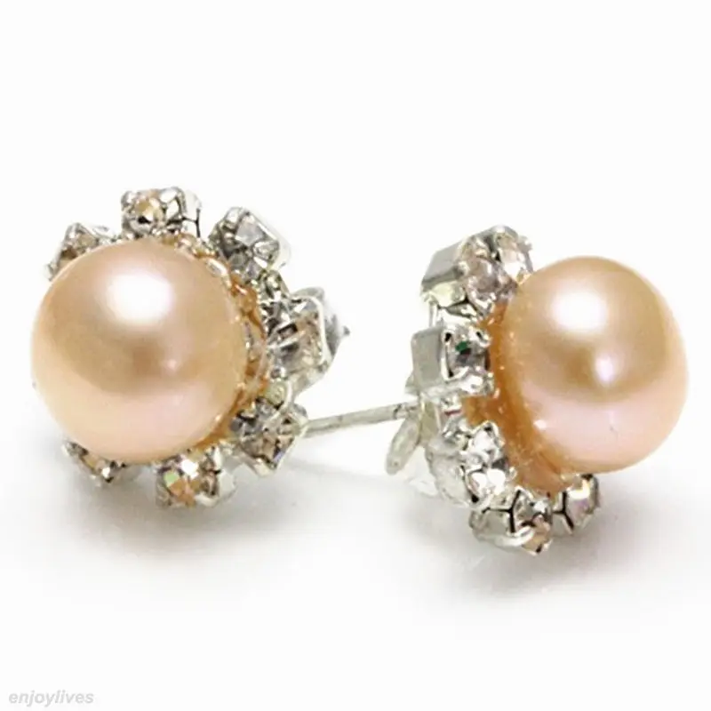 Hot sale new Style >>>>8mm Genuine Natural Pink Pearl White Crystal Stud Earrings
Hot sale new Style >>>>8mm Genuine Natural Pink Pearl White Crystal Stud Earrings