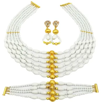 Latest White Jewelry Set Crystal Beaded African Beads Wedding Jewelry Set Nigerian Necklace 6C-XSD010
Latest White Jewelry Set Crystal Beaded African Beads Wedding Jewelry Set Nigerian Necklace 6C-XSD010