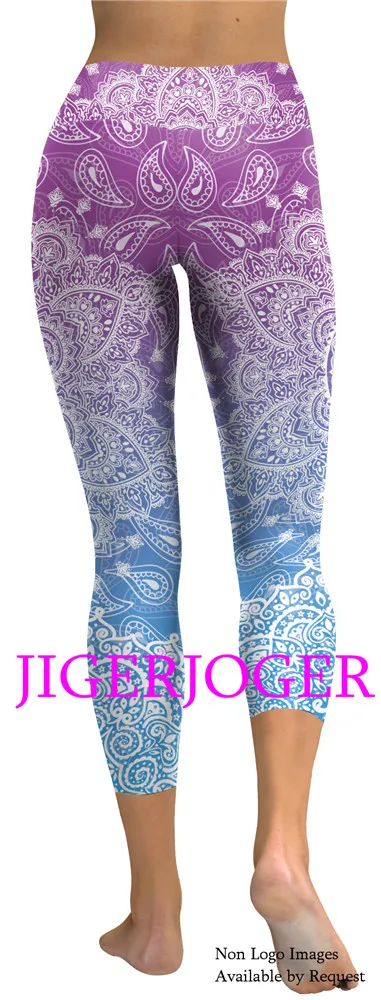 JIGERJOGER Spring Yellow Ganesha Capris Leggings JIGERJOGER Spring Yellow Ganesha Capris Leggings