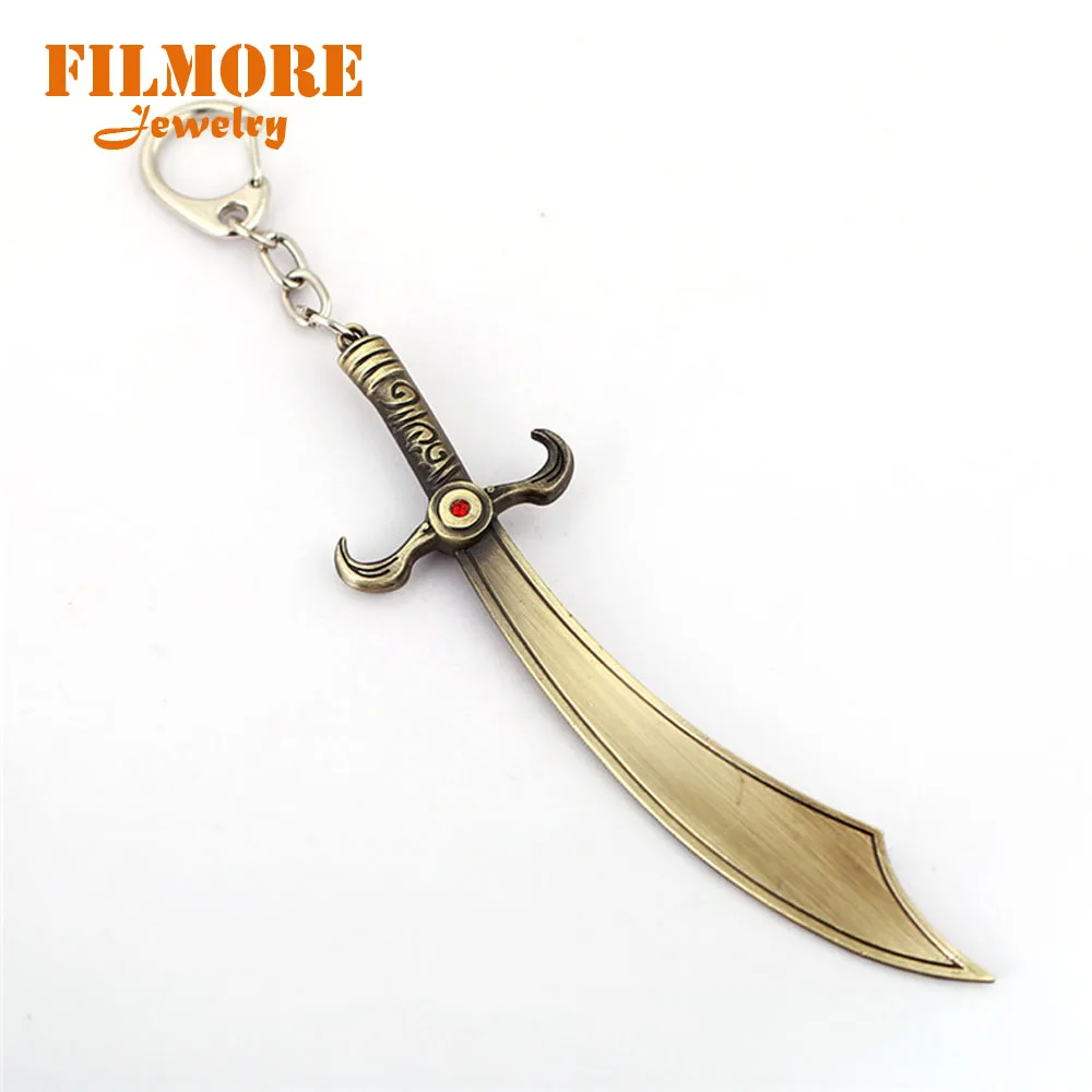 

Hot Game League of Legends Keychain LOL The Radiant Dawn Leona Sword Weapon Pendant Keyring Chaveiros Metal Game Jewelry