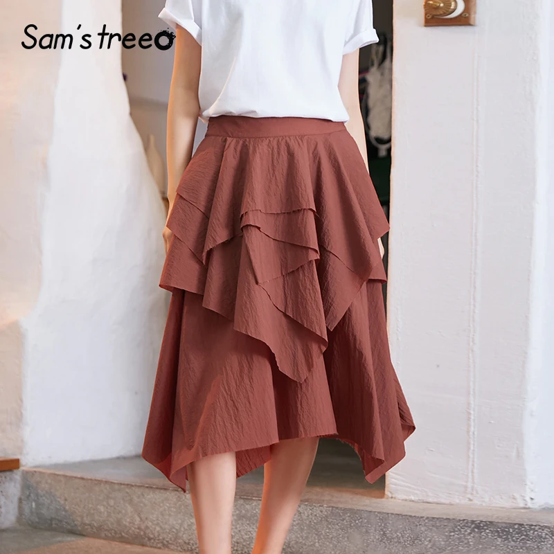 Samstree 2018 New Casual Loose Vintage Asymmetrical Women Skirt Mid-Calf Solid Color Ruffles Female Bottoms
Samstree 2018 New Casual Loose Vintage Asymmetrical Women Skirt Mid-Calf Solid Color Ruffles Female Bottoms