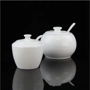 New Arrrival Seasoning Pot White Ceramic Sugar Bowl with ceramic Cover Ceramic Spoon Spice Jar Elegant Designs Kitchen Helper
New Arrrival Seasoning Pot White Ceramic Sugar Bowl with ceramic Cover Ceramic Spoon Spice Jar Elegant Designs Kitchen Helper