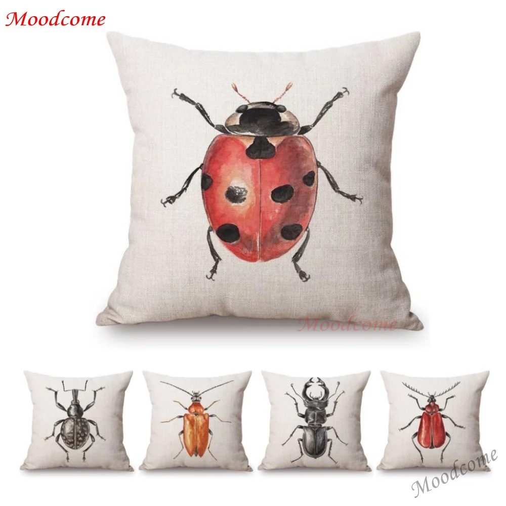 Watercolor Insects Lady Bug Beatle Kid's Room Decorative Throw Pillow Case Nordic Cockroach Longicorn Linen Sofa Cushion Cover
Watercolor Insects Lady Bug Beatle Kid's Room Decorative Throw Pillow Case Nordic Cockroach Longicorn Linen Sofa Cushion Cover