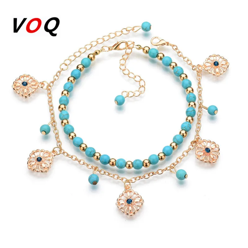 1 sets\2 pcs Blue Beads Ankle Bracelet Anklets For Women Inlaid Crystal Hollow Flower Fringed Tassel Anklet Foot Jewelry
1 sets\2 pcs Blue Beads Ankle Bracelet Anklets For Women Inlaid Crystal Hollow Flower Fringed Tassel Anklet Foot Jewelry