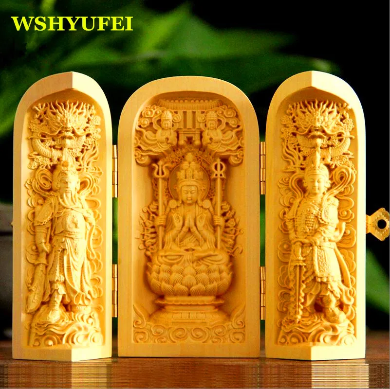 WSHYUFEI Home Decorations Wood carvings Crafts Boxwood carvings Decoration Three open boxes of Buddha Goddess of Mercy Handmade
WSHYUFEI Home Decorations Wood carvings Crafts Boxwood carvings Decoration Three open boxes of Buddha Goddess of Mercy Handmade