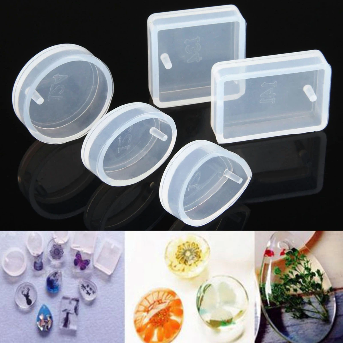 5pcs Silicone Mould Mold for DIY Resin Round Necklace Jewelry Pendant Making