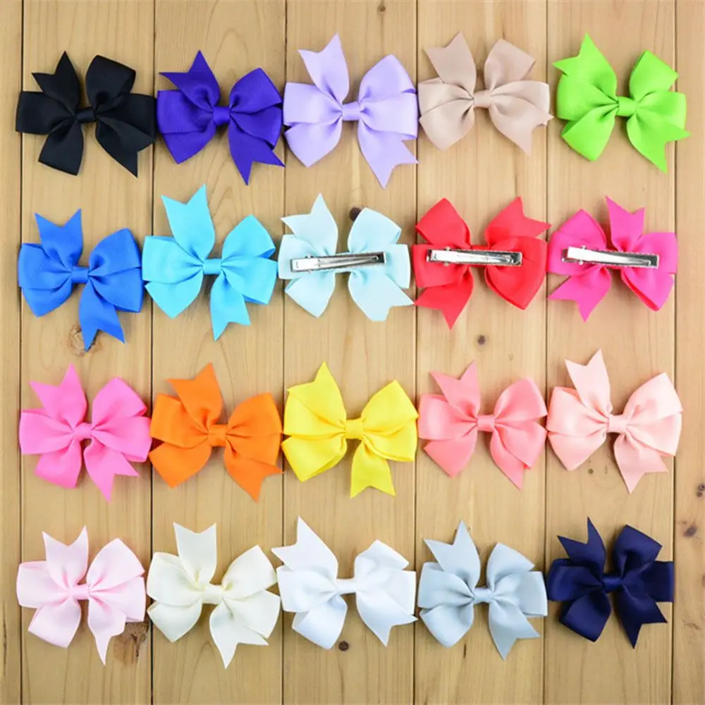

10 Pcs Bowknot Double Layers Solid Grosgrain Ribbon Hairbow Children Girls Hair Bows Clips Hair Accessories Dancing Hairpins