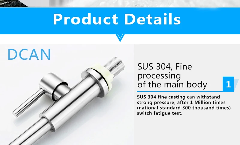 DCAN Easy Install Kitchen Faucet Deck Mount Vertical Cold Water Faucet Single Handle One Hole 360 Degree Rotatable Sink Faucets (11)