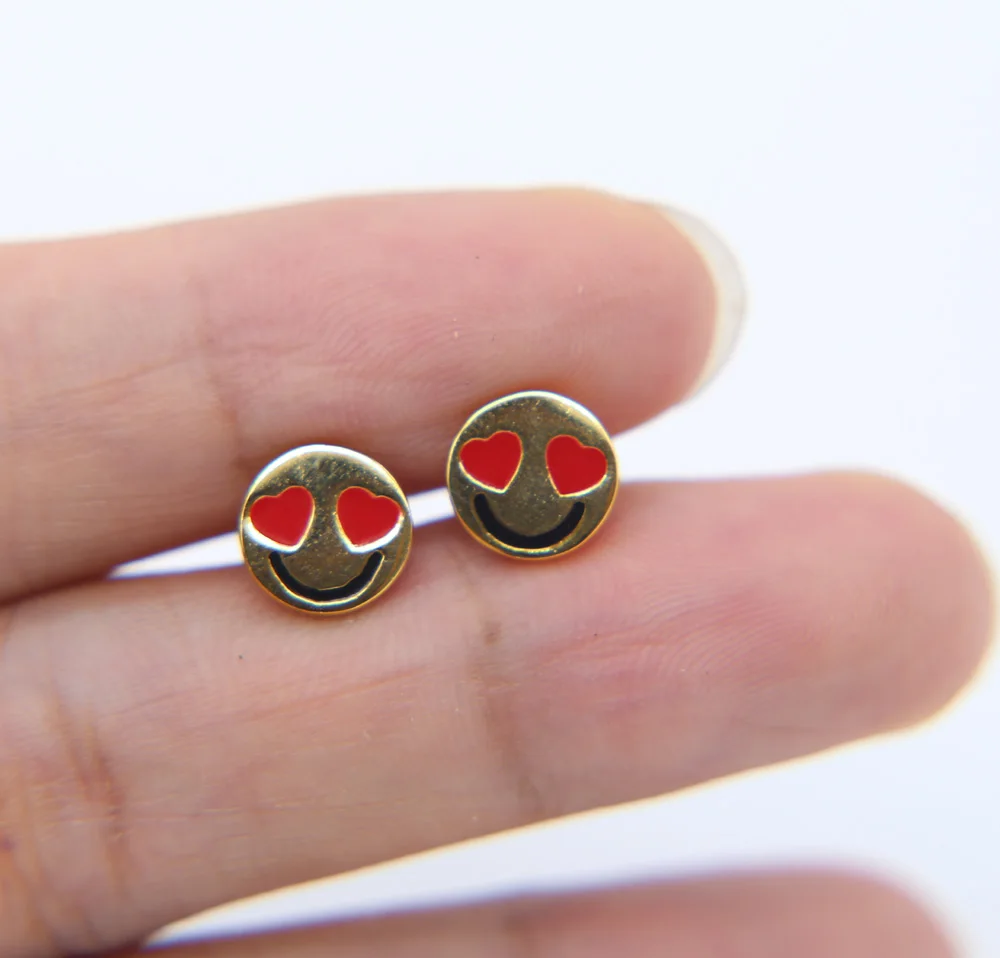 2018 valentines gift red enamel heart round emoji in loved emoji gold color 925 sterling silver fine lover's gift earring
2018 valentines gift red enamel heart round emoji in loved emoji gold color 925 sterling silver fine lover's gift earring