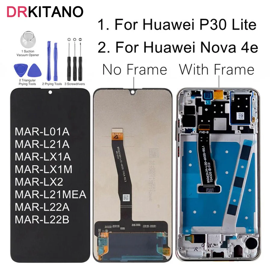 For Huawei P30 Lite LCD Display Touch Screen Digitizer Nova 4e Screen For Huawei P30 Lite LCD With Frame MAR LX1 LX2 L01 L21 L22
For Huawei P30 Lite LCD Display Touch Screen Digitizer Nova 4e Screen For Huawei P30 Lite LCD With Frame MAR LX1 LX2 L01 L21 L22