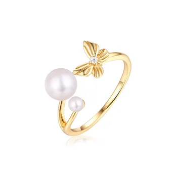 S925 Silver Hand Jewelry Freshwater Pearl Ring Girl Opening Ring Yellow Gold Coating Butterfly Ring
S925 Silver Hand Jewelry Freshwater Pearl Ring Girl Opening Ring Yellow Gold Coating Butterfly Ring