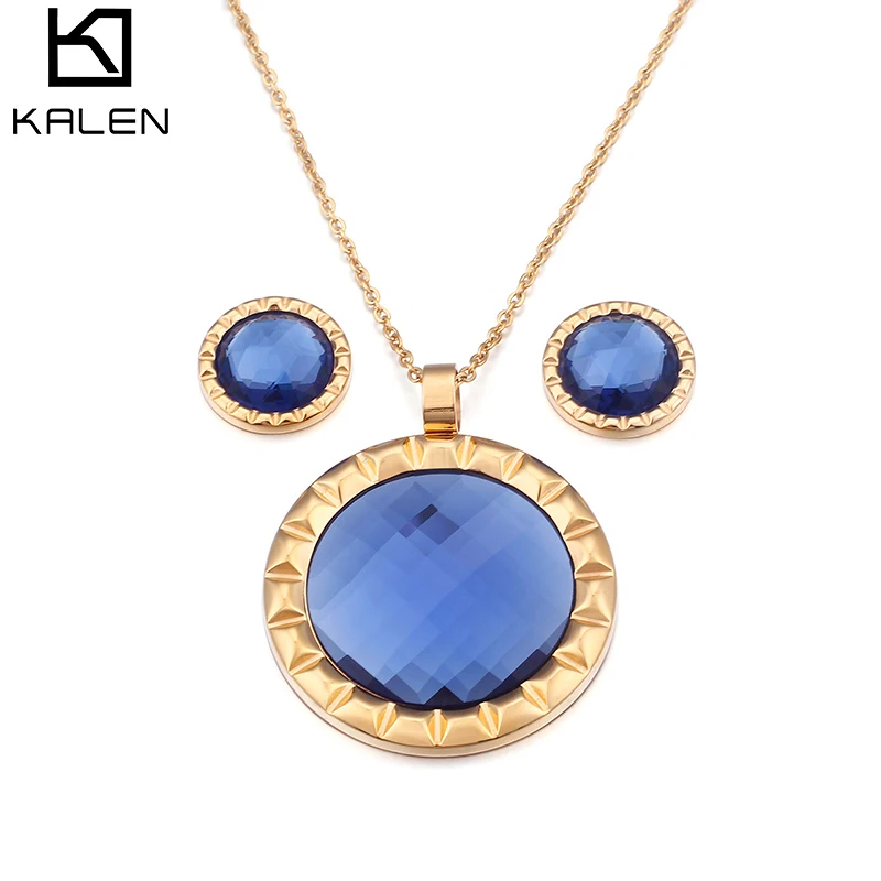 Kalen Jewelry Sets For Women Gold & Silver Stainless Steel Blue White Black Zircon Earrings Pendant Necklace Sets Femme Jewelry
Kalen Jewelry Sets For Women Gold & Silver Stainless Steel Blue White Black Zircon Earrings Pendant Necklace Sets Femme Jewelry