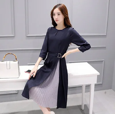 Spring Women Korean Dress O-neck Fake Two Ladies Dress Comfortable Loose Casual Women Robe YoYiKamomo 2019 New
Spring Women Korean Dress O-neck Fake Two Ladies Dress Comfortable Loose Casual Women Robe YoYiKamomo 2019 New