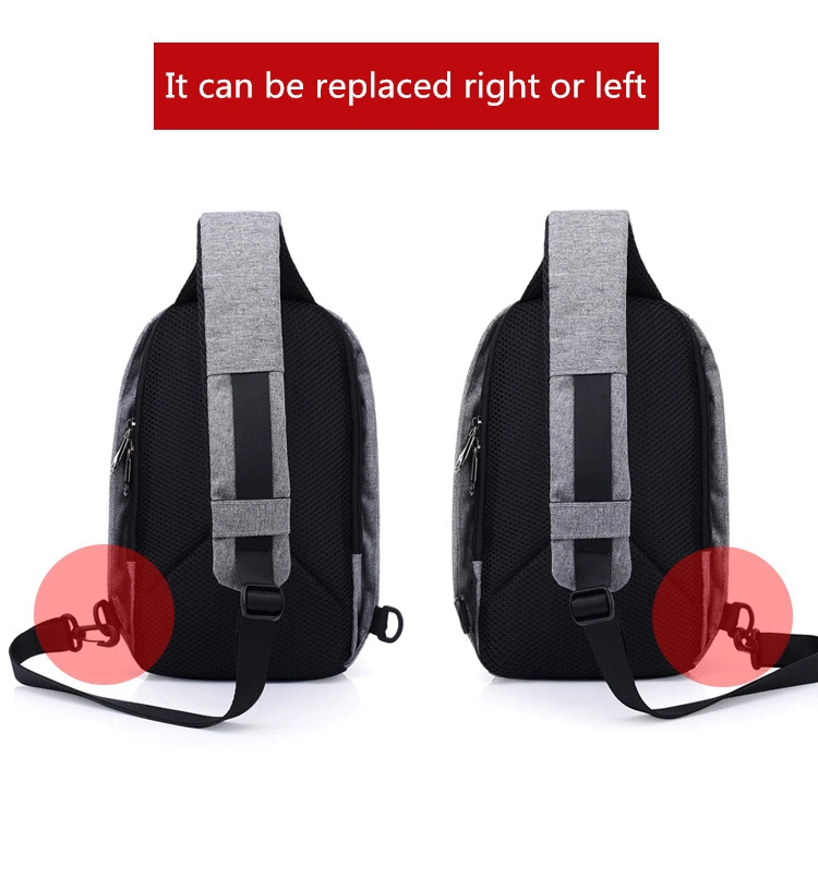 Men's Burglar USB Charging Shoulder Crossbody Bag Men&Female Stealth Zipper Business Chest Pack Repellent Anti-theft Package 14