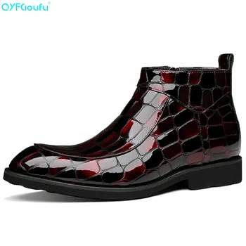 QYFCIOUFU 2019 Classic Style Genuine Leather Men Ankle Boots Patent Leather Crocodile Pattern Formal Shoes Luxury Dress Boots
QYFCIOUFU 2019 Classic Style Genuine Leather Men Ankle Boots Patent Leather Crocodile Pattern Formal Shoes Luxury Dress Boots
