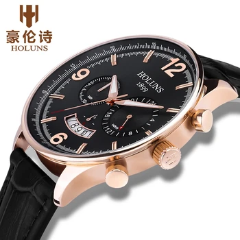 HOLUNS Men's Luxury Watch Men Quartz Clock Male Leather Sport Quartz Chronograph Military Wrist Watch for Men Relogio Masculino
HOLUNS Men's Luxury Watch Men Quartz Clock Male Leather Sport Quartz Chronograph Military Wrist Watch for Men Relogio Masculino