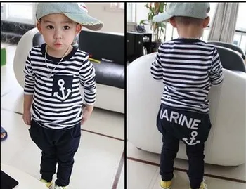 Hot Sale 2019 Spring Kids Clothes sets Long Sleeve stripe cotton t-shirt+trousers Casual Navy anchor Boys Sports Suit clothing
Hot Sale 2019 Spring Kids Clothes sets Long Sleeve stripe cotton t-shirt+trousers Casual Navy anchor Boys Sports Suit clothing