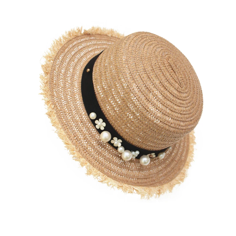 Flat Top Straw Hat Women's Summer Hats Trip Vacation Caps Leisure Pearl Decorated Fedora Beach Sun Panama Hats M229 
Flat Top Straw Hat Women's Summer Hats Trip Vacation Caps Leisure Pearl Decorated Fedora Beach Sun Panama Hats M229