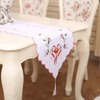 New Christmas Polyester Embroidery Xmas Table Runner Satin Tablecloth Cutwork Placemat Red Table Flag Towel Cloth Covers 886428 
New Christmas Polyester Embroidery Xmas Table Runner Satin Tablecloth Cutwork Placemat Red Table Flag Towel Cloth Covers 886428