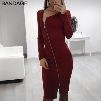 Leger Babe 2019 Elegant Autumn Zipper Burgundy Bodycon Pencil Full Sleeve Bandage Dress Knee Length Party Vestidos Women Outfits
Leger Babe 2019 Elegant Autumn Zipper Burgundy Bodycon Pencil Full Sleeve Bandage Dress Knee Length Party Vestidos Women Outfits