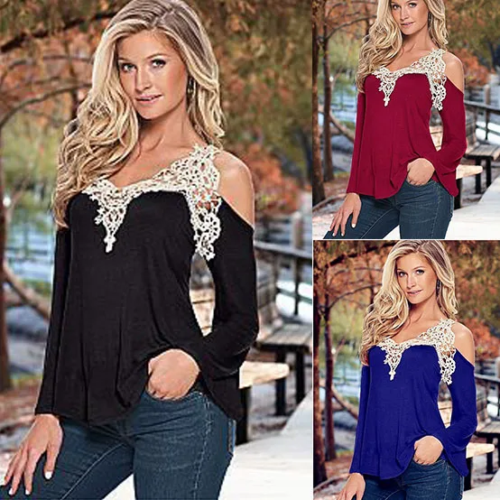 AVODOVAMA M с длинным рукавом v-образным вырезом повседневная женская кружевная