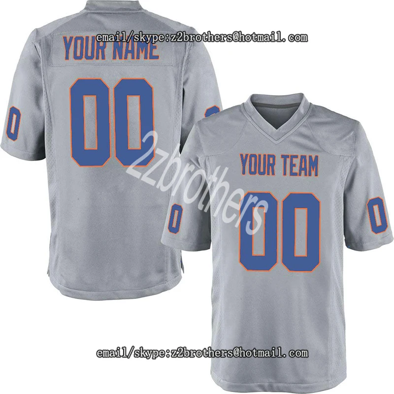 

Custom Gray Mesh Replica Football Game Jersey Embroidered Team Logo Your Own Name Number for Men Women Kids High School College