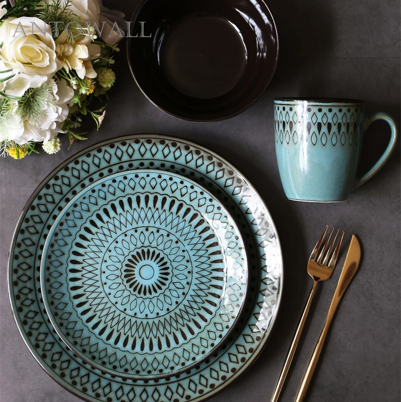 ANTOWALL Ceramic Dish Mug Cutlery Set Dish Plate Retro Home Steak Plate Salad Bowl Western Dish Tableware
ANTOWALL Ceramic Dish Mug Cutlery Set Dish Plate Retro Home Steak Plate Salad Bowl Western Dish Tableware