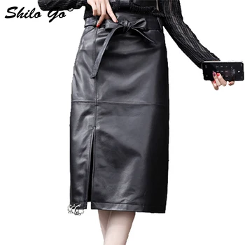 Leather Skirts Womens Summer Fashion sheepskin genuine leather skirts high waist office lady bow belt OL skirts black
Leather Skirts Womens Summer Fashion sheepskin genuine leather skirts high waist office lady bow belt OL skirts black