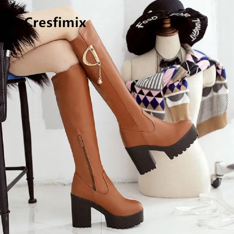 Women Cute High Quality Brown Comfortable High Heel Long Boots Lady Casual Black Pu Leather Boots Cool Shoes Bottes Femmes E6021
Women Cute High Quality Brown Comfortable High Heel Long Boots Lady Casual Black Pu Leather Boots Cool Shoes Bottes Femmes E6021