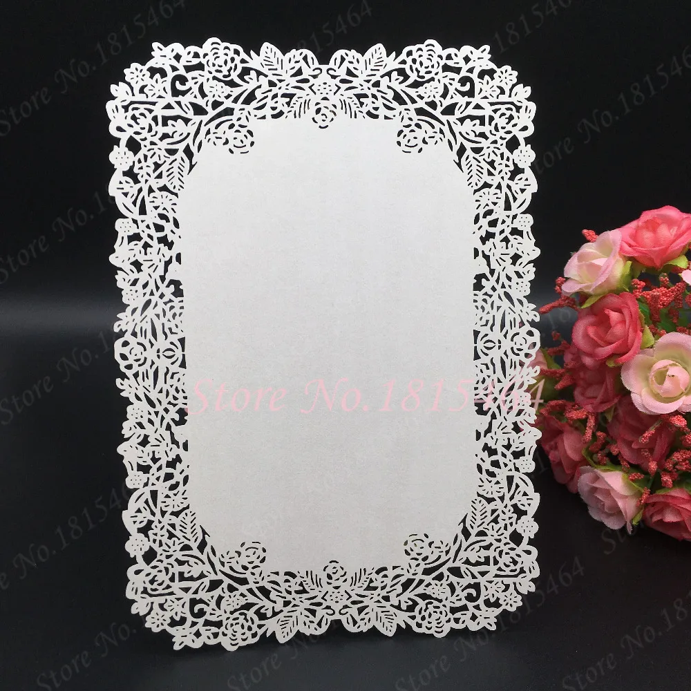Image 2016 Hot Sale Handmade Menu Cards, Laser Cut Flower Design Wedding Handmade Menu Cards 60pcs