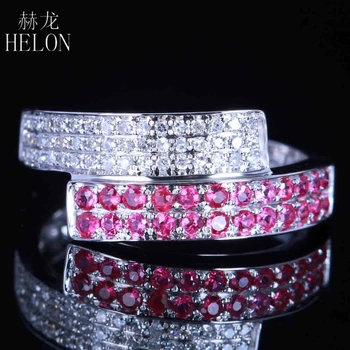 HELON Solid 14K White Gold 0.6ct Genuine Natural Diamond Rubies Engagement Ring Wedding Anniversary Ring Women Fine Jewelry band
HELON Solid 14K White Gold 0.6ct Genuine Natural Diamond Rubies Engagement Ring Wedding Anniversary Ring Women Fine Jewelry band