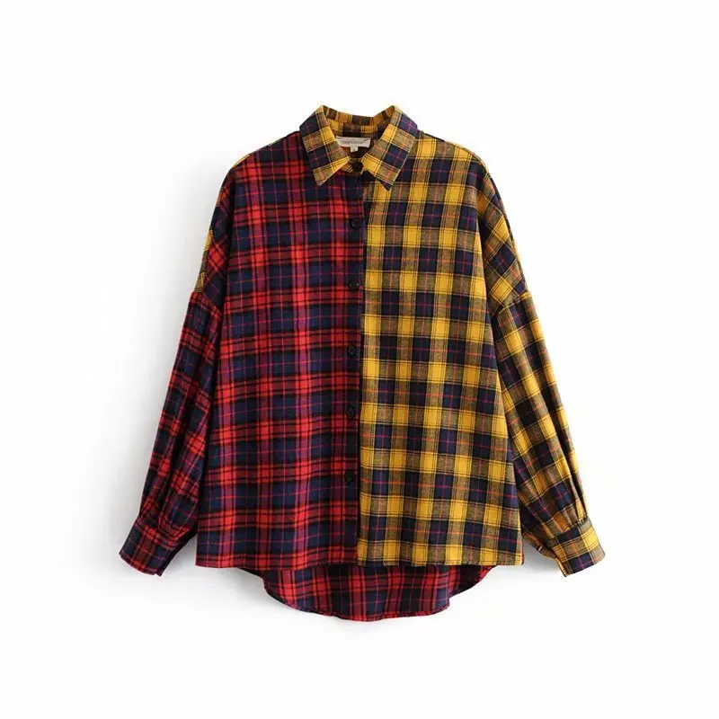 Fashion Women Holiday Style 45-6618 Euro-American Fashion Matchwork Chequered Shirts
Fashion Women Holiday Style 45-6618 Euro-American Fashion Matchwork Chequered Shirts