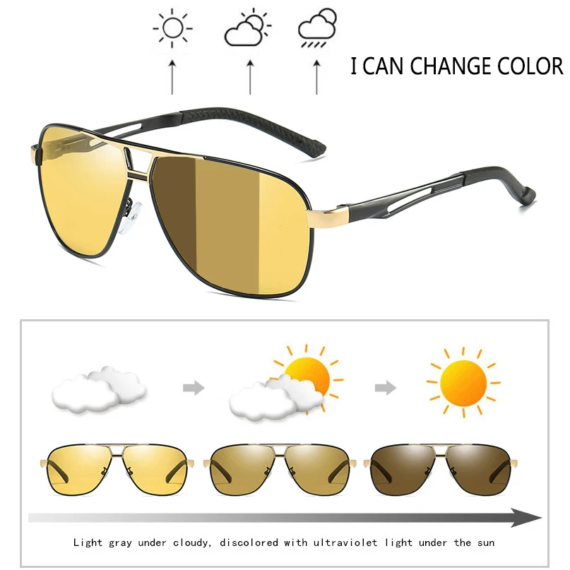

Al-Mg Intelligent Photochromic Polarized Night Vision Goggles ,Men Day&night Dual-use Sun Glasses ,Discolored Driving Sunglasses