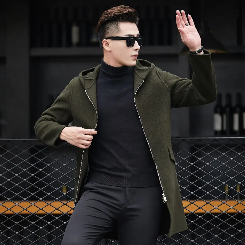 Hooded Winter Wool Coat Men Leisure Long Sections Woolen Coats Men's Pure Color Casual Fashion Jackets / Casual Men Overcoat
Hooded Winter Wool Coat Men Leisure Long Sections Woolen Coats Men's Pure Color Casual Fashion Jackets / Casual Men Overcoat