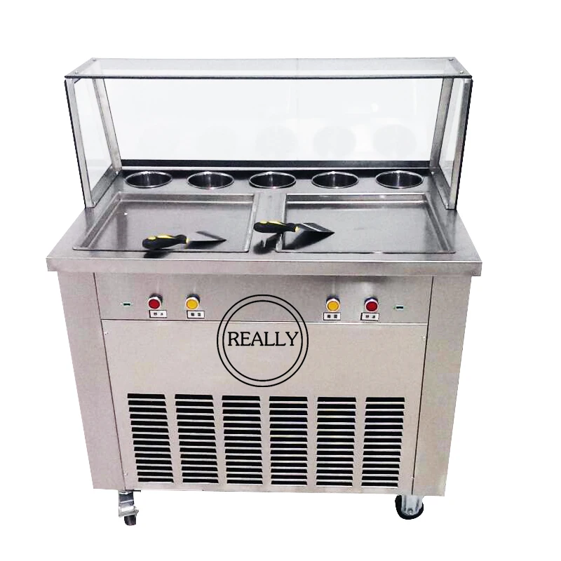110V 220V свернутая машина для производства жареного мороженого с 5 охлаждающими