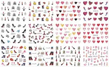 UPRETTEGO 12 PACKS/LOT NAIL ART KECANTIKAN AIR DECAL SLIDER NAIL STICKER BIBIR TONGKAT SEPATU HAK TINGGI HATI CIUMAN BN589-600(China)
